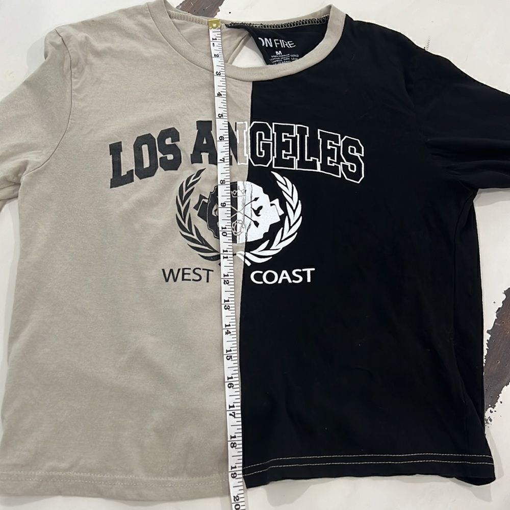 On Fire tan and black Los Angeles West Coast top M - Picture 8 of 10